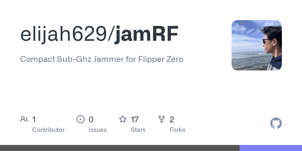 GitHub repository preview for the jamRF hardware project