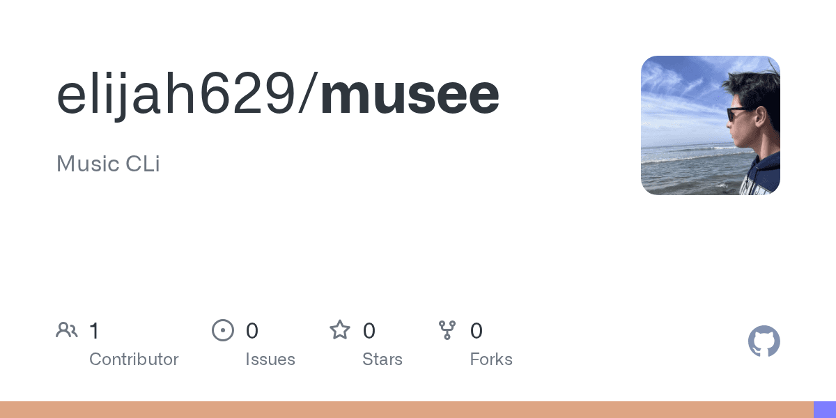 GitHub repository preview for the musee music CLI