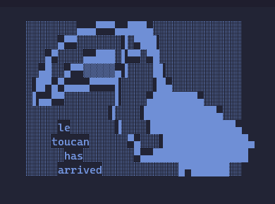 Pixel-art toucan displayed by touca.nvim